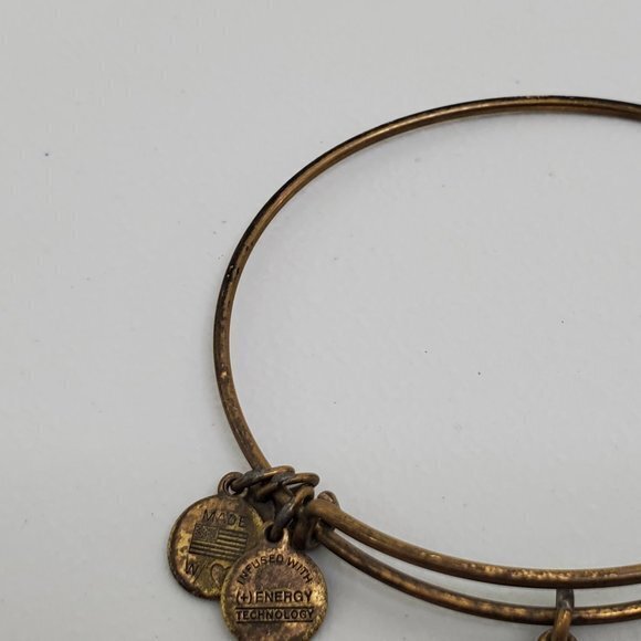 Alex and Ani Bangle Bracelet Charm Gold Tone Om Ch - Picture 5 of 9